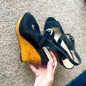 Franco Sarto Black suede wedges